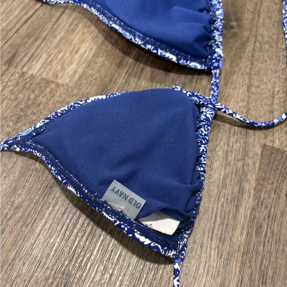 Old Navy Blue Floral Bikini With Bead Work S/M - Picture 3 of 3